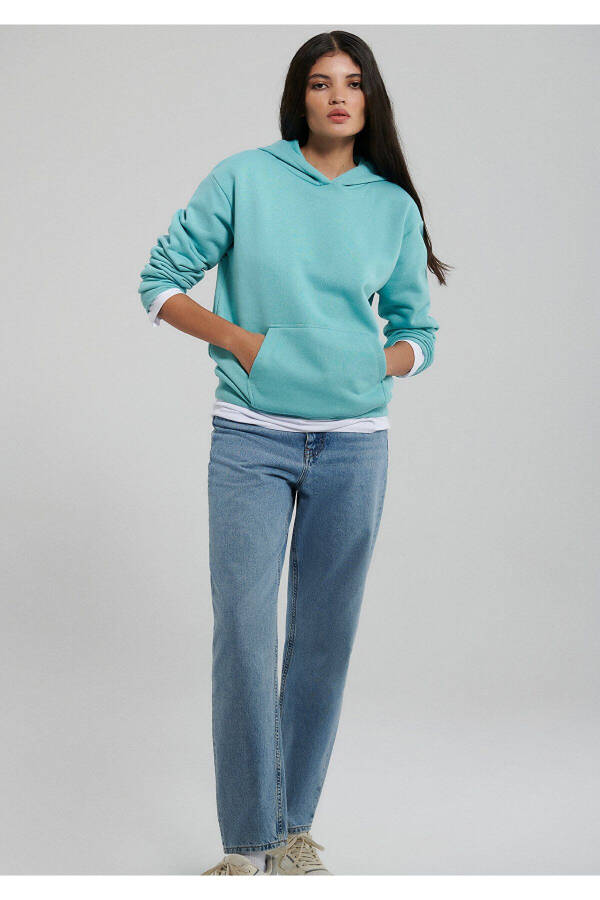 Hooded Blue Basic Sweatshirt 167299-71463 - 1