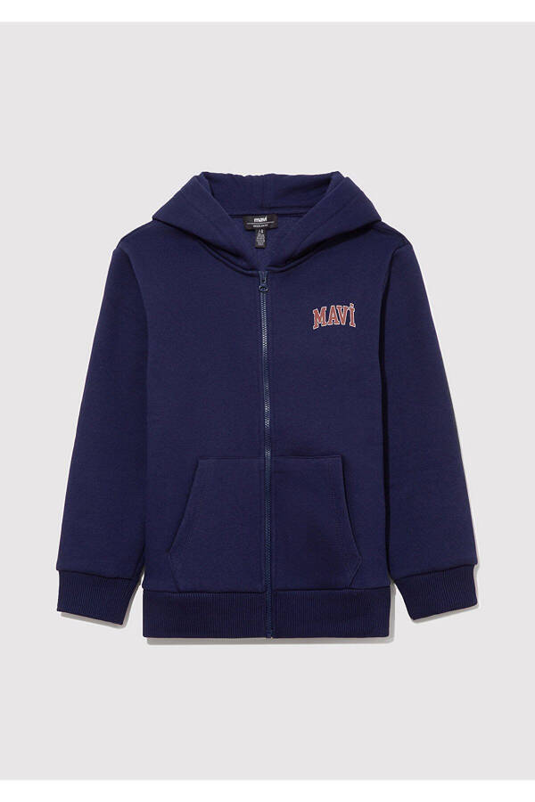 Hooded Blue Sweatshirt with Logo Print 6s10001-70491 - 1