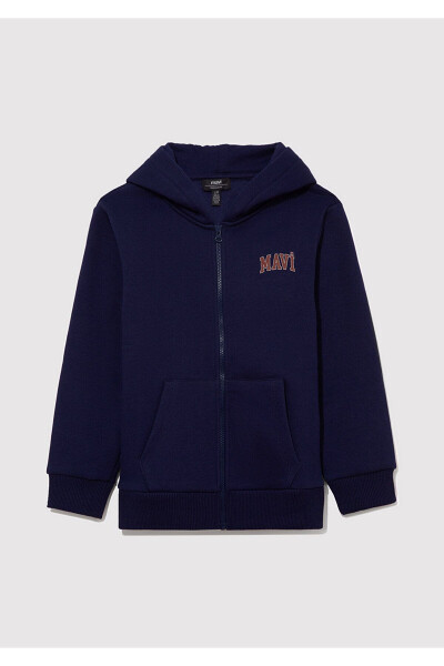 Hooded Blue Sweatshirt with Logo Print 6s10001-70491 - 3