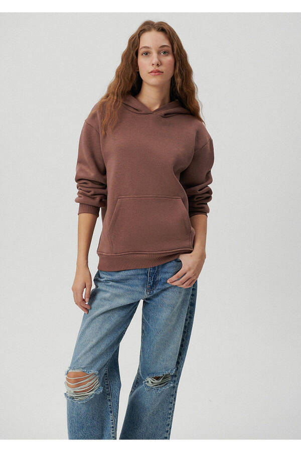 Hooded Brown Basic Sweatshirt 167299-70383 - 11