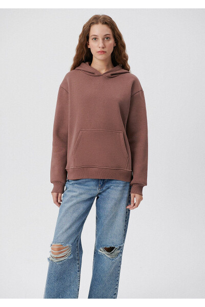 Hooded Brown Basic Sweatshirt 167299-70383 - 7