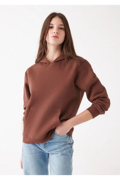 Hooded Brown Basic Sweatshirt 167299-82599 - MAVI