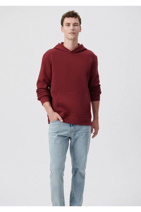 Hooded Burgundy Basic Sweatshirt 0610937-85633 - 13