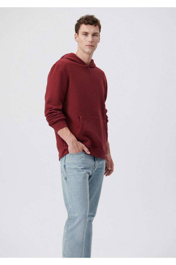 Hooded Burgundy Basic Sweatshirt 0610937-85633 - 14