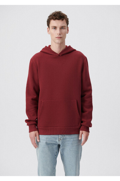 Hooded Burgundy Basic Sweatshirt 0610937-85633 - 15