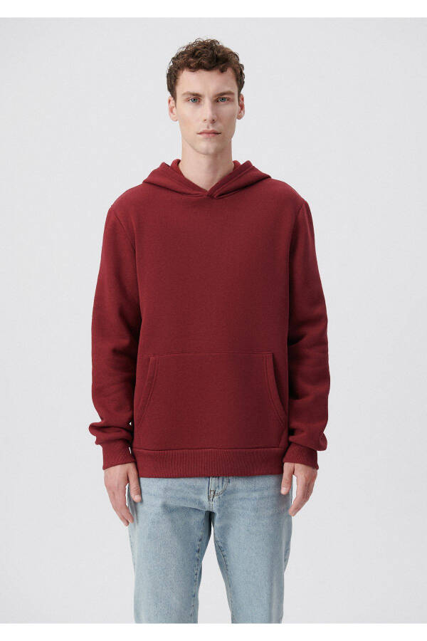 Hooded Burgundy Basic Sweatshirt 0610937-85633 - 3