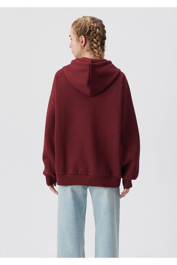 Hooded Burgundy Sweatshirt with Logo Print 1600361-85493 - 16