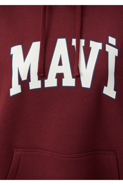 Hooded Burgundy Sweatshirt with Logo Print 1600361-85493 - 12