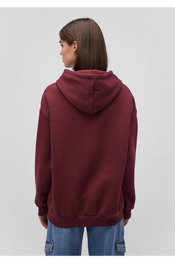 Hooded Burgundy Sweatshirt with Logo Print 1600361-85493 - 4