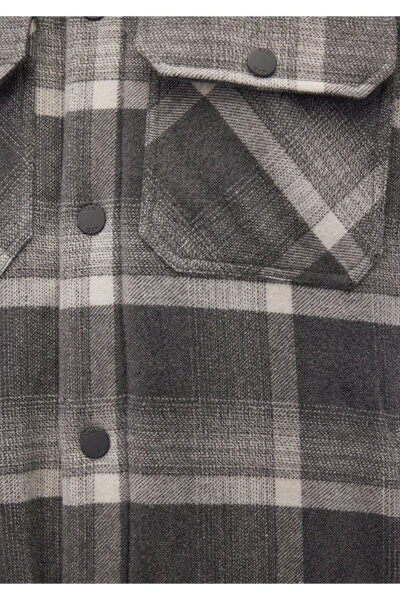 Hooded, checkered, oversized shirt jacket. - 7