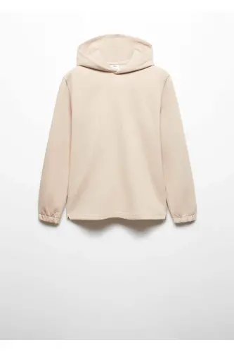 Hooded cotton sweatshirt-Beige - 4