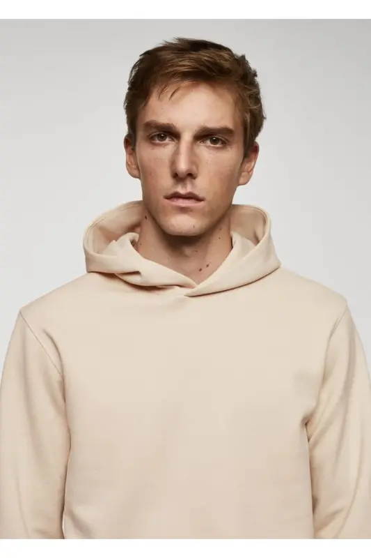 Hooded cotton sweatshirt-Beige - 7