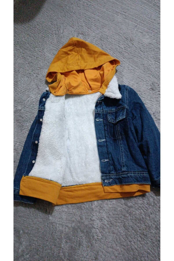 Hooded Fleece Lined Basic Kids Denim Jacket - 1