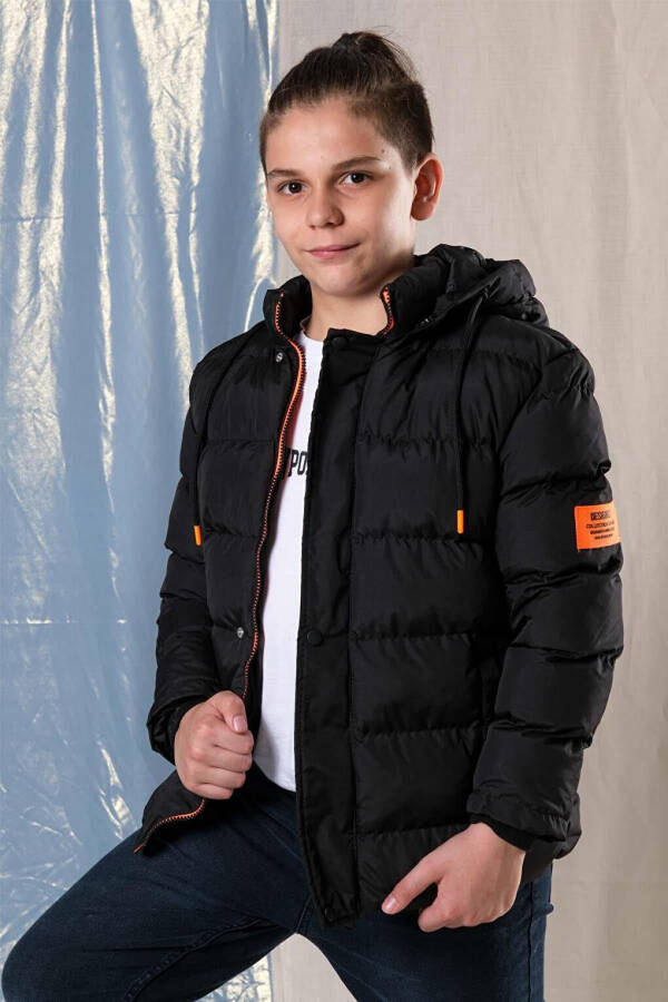 Hooded Fleece Lined Boys' Puffer Jacket - 15