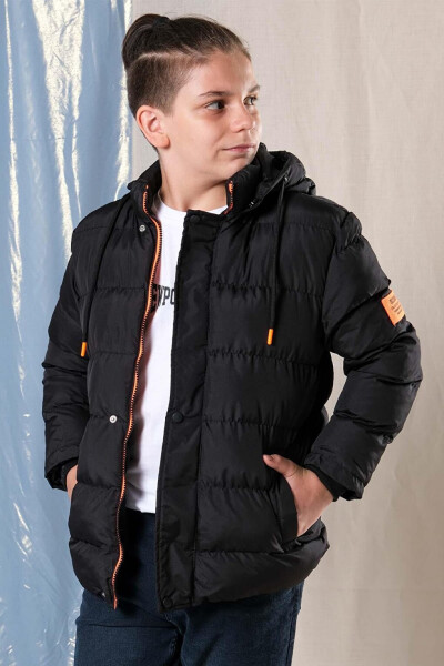 Hooded Fleece Lined Boys' Puffer Jacket - 16