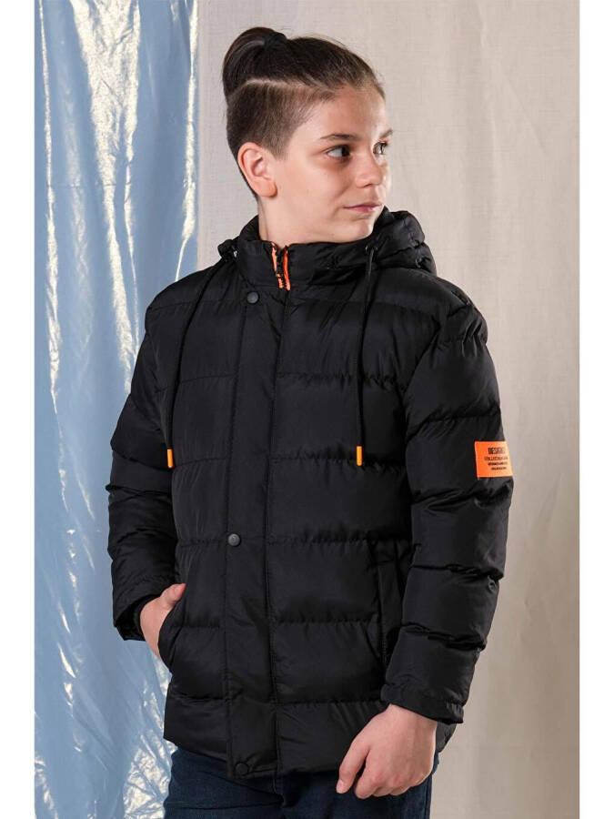 Hooded Fleece Lined Boys' Puffer Jacket - 11