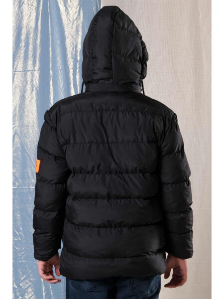 Hooded Fleece Lined Boys' Puffer Jacket - 12