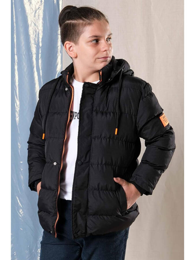 Hooded Fleece Lined Boys' Puffer Jacket - 2