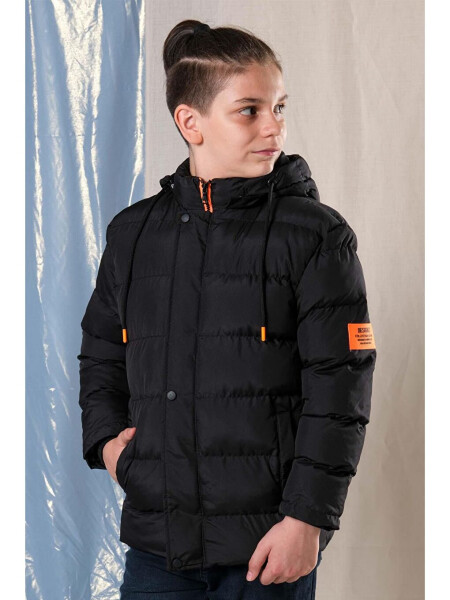 Hooded Fleece Lined Boys' Puffer Jacket - 4