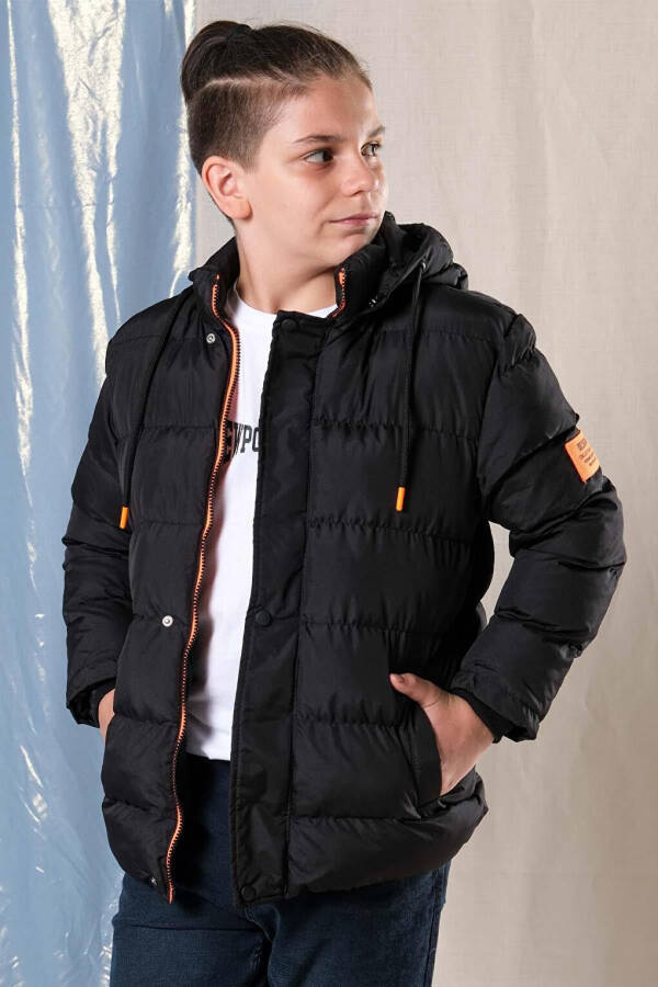 Hooded Fleece Lined Boys' Puffer Jacket - 23