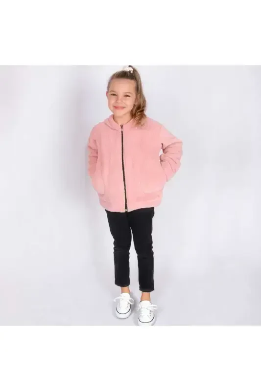 Hooded Girl-Boy Child Jacket-Pink - 5
