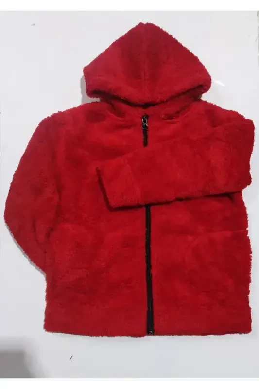 Hooded Girl-Boy Children's Jacket-Red - 4