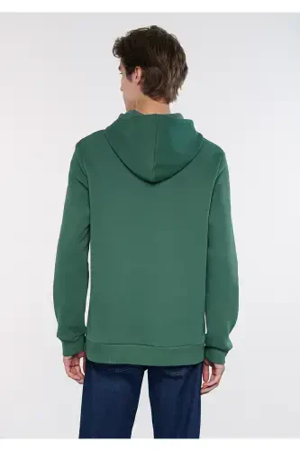 Hooded Green Basic Basic Sweatshirt 0610937-71580-Green - 3