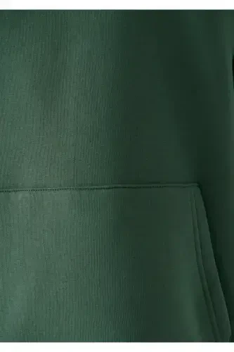 Hooded Green Basic Basic Sweatshirt 0610937-71580-Green - 6