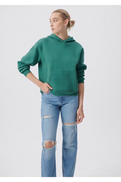 Hooded Green Basic Sweatshirt 167299-71870 - 16