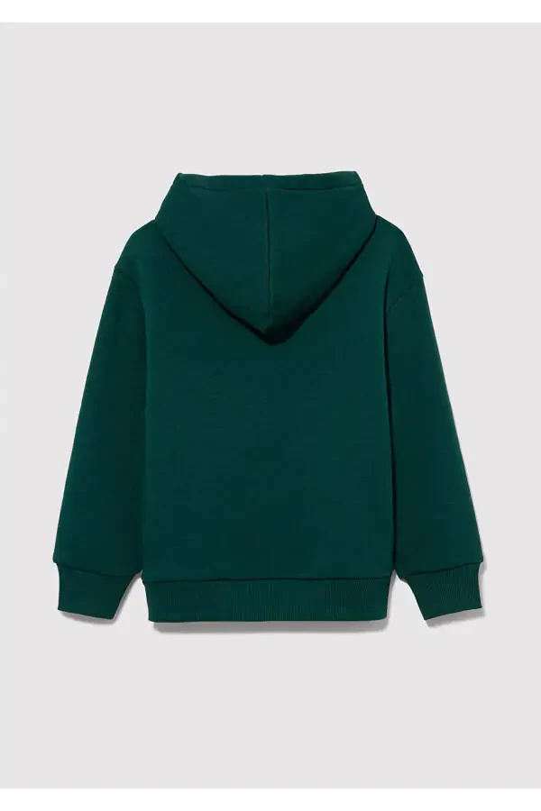 Hooded Green Sweatshirt with Logo Print 6610110-81962 - 3