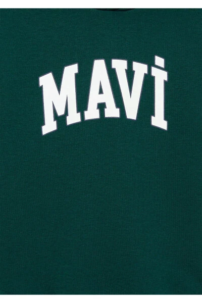 Hooded Green Sweatshirt with Logo Print 6610110-81962 - 4