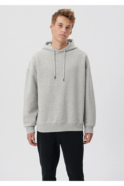 Hooded Grey Basic Sweatshirt 0610062-80196 - Modazone (1)