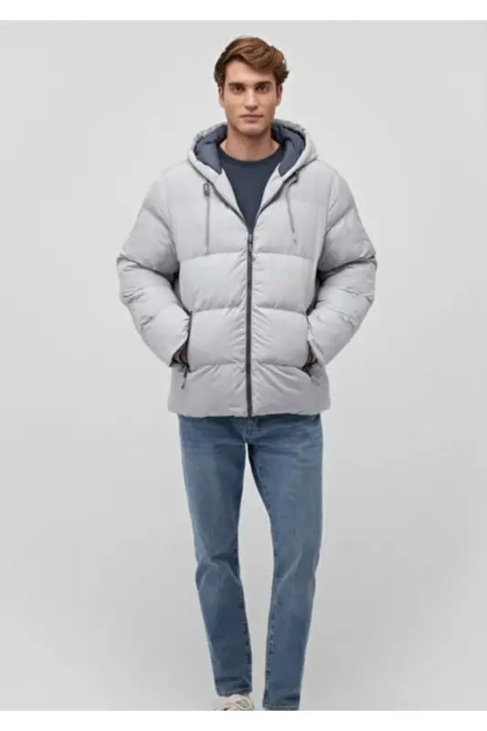 Hooded Grey Puffer Jacket 0110349-70075 - 2