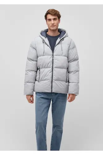 Hooded Grey Puffer Jacket 0110349-70075 - 3