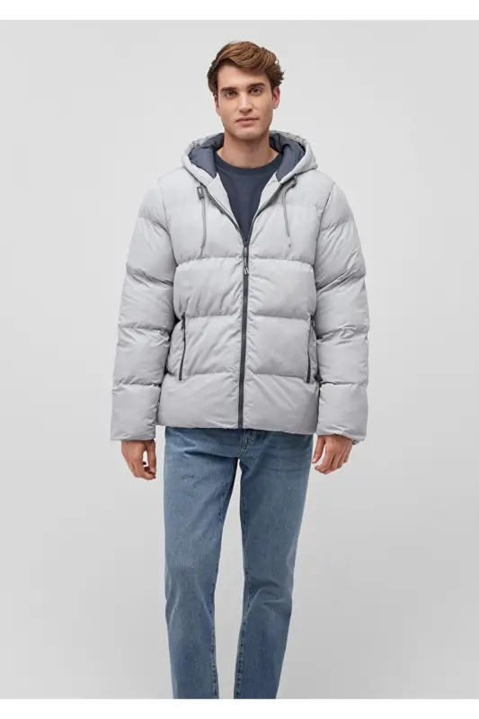 Hooded Grey Puffer Jacket 0110349-70075 - 3