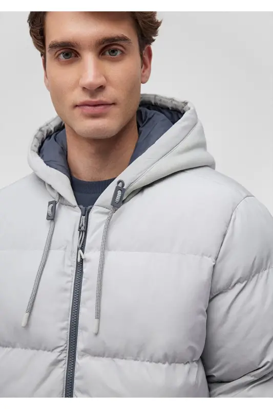 Hooded Grey Puffer Jacket 0110349-70075 - 6