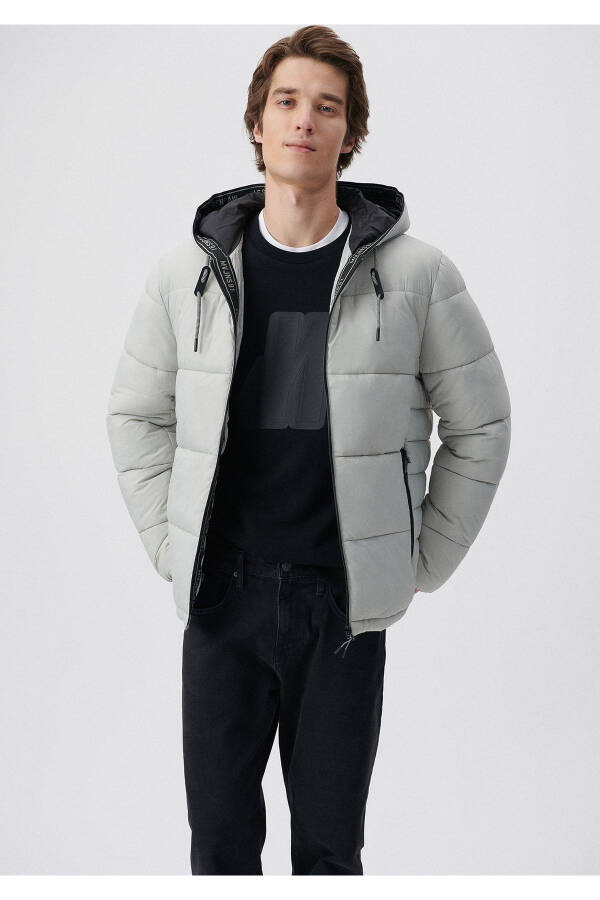 Hooded Grey Puffer Jacket - 1