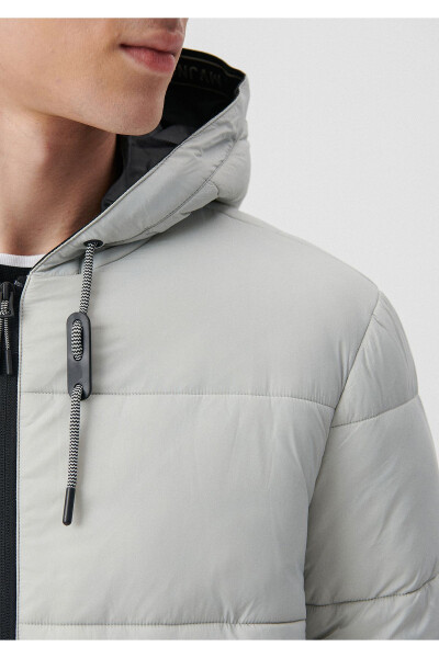 Hooded Grey Puffer Jacket - 5