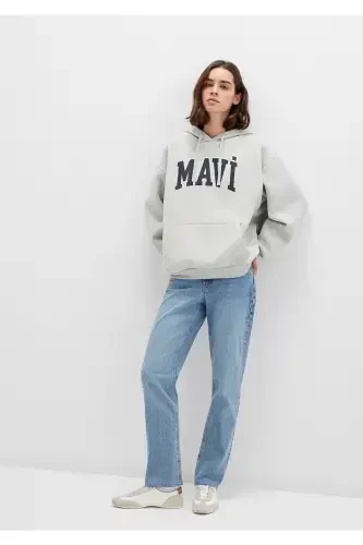 Hooded Grey Sweatshirt with Logo Print 1600361-34322 - MAVI (1)