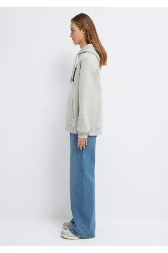 Hooded Grey Sweatshirt with Logo Print 1600361-34322 - 5