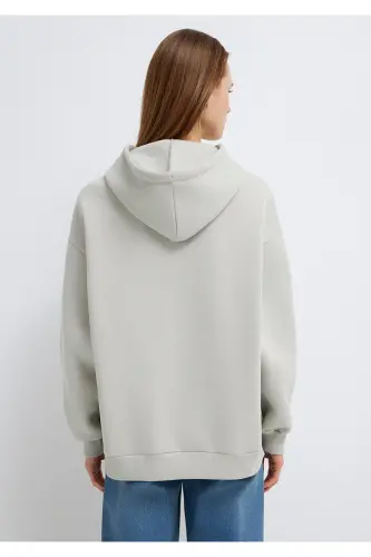 Hooded Grey Sweatshirt with Logo Print 1600361-34322 - 6