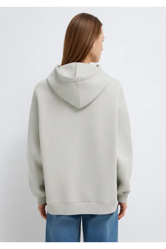 Hooded Grey Sweatshirt with Logo Print 1600361-34322 - 6