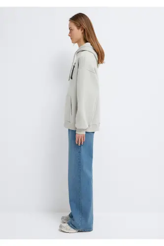 Hooded Grey Sweatshirt with Logo Print 1600361-34322 - 5