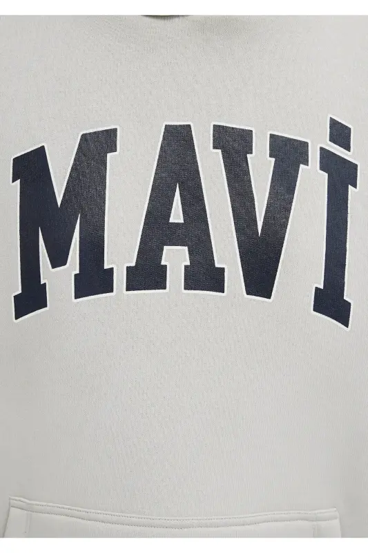 Hooded Grey Sweatshirt with Logo Print 1600361-34322 - 8