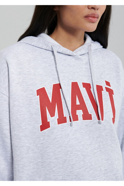 Hooded Grey Sweatshirt with Logo Print 1600361-85438 - 17