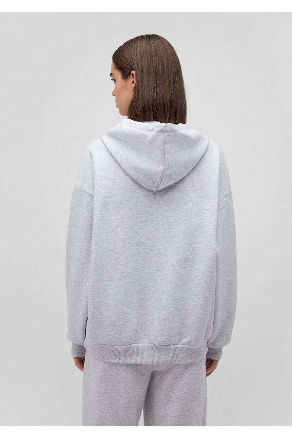 Hooded Grey Sweatshirt with Logo Print 1600361-85438 - 4