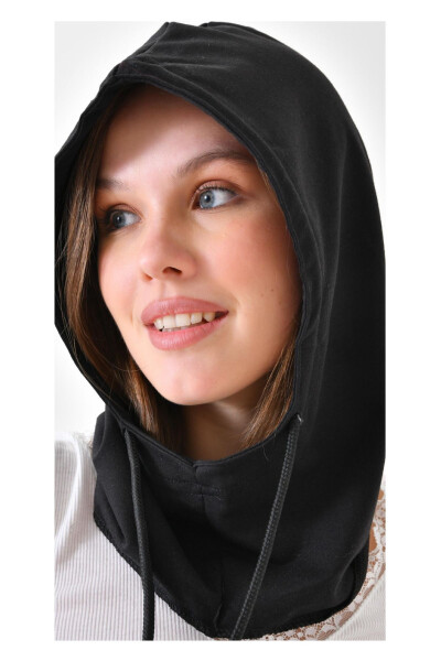 Hooded Hat Scarf Beanie Headscarf Thermal Headwear Headband Warm Sports Headband Neck Gaiter With Cord - 1