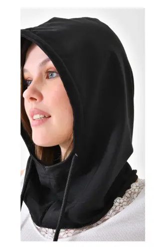 Hooded Hat Scarf Beanie Headscarf Thermal Headwear Headband Warm Sports Headband Neck Gaiter With Cord - 4