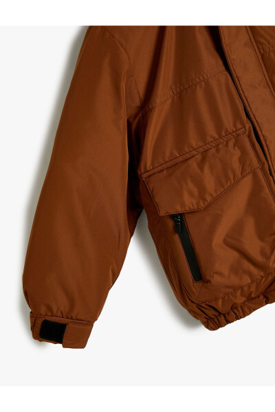 Hooded jacket with wind flap, pockets and zipper details - 3