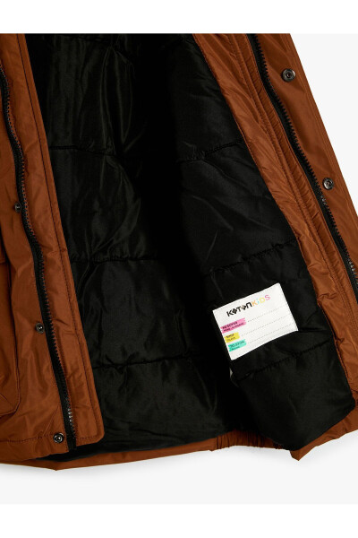 Hooded jacket with wind flap, pockets and zipper details - 4